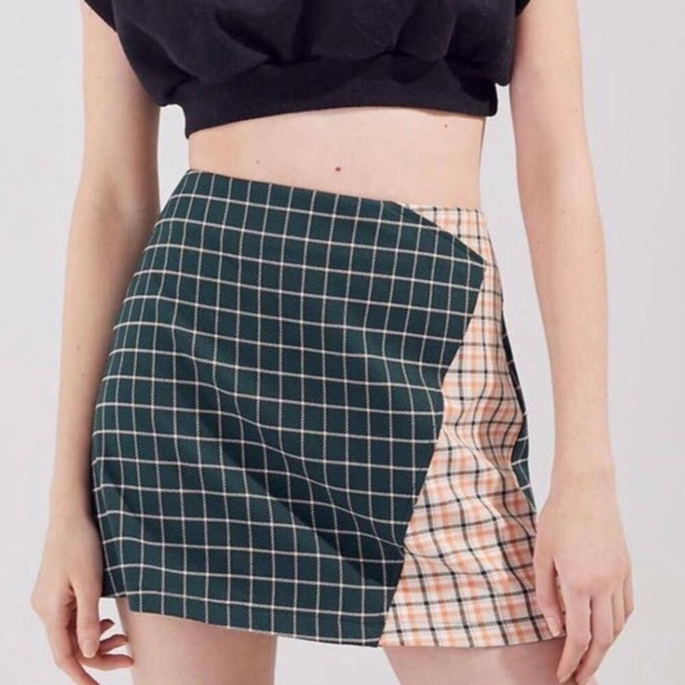 Urban Outfitters Mixed Plaid Mini Skirt Size Medium Y2k School Girl Academia